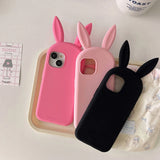 Popxstar  Cute 3D Bunny Rabbit Ear Silicone Phone Case for IPhone 13 14 15 16 Pro Max Japan Ins Funny Cartoon Shockproof Back Cover Case