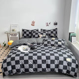 Popxstar Black and White Plaid Duvet Cover Set Full, Geometric Grid Bedding Set Soft Lattice Checkerd Comforter Cover with 2 Pillowcases