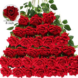 Popxstar 100 Pieces Artificial Roses Flowers Fake Silk Roses Bouquet for Table Centerpiece Vases Wedding Party Decor