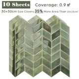 10 Sheets 3D green Self-Adhesive Wall Stickers Kitchen Backsplash Tiles Peel and Stick for Home Wall DIY (30 x 30cm)