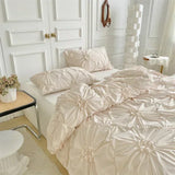 Popxstar  Three-dimensional Pinch Pleated Crafts Double Duvet Cover Set 220x240 Solid Twist Flowers King Size Bedding Set Quilt Cover Set