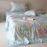 Luxury 100% Lyocell Floral Pattern Summer Blanket Set or 1Pcs Natural Eucalypthus Fabric Cooling Quilt Silk Filling Comforter