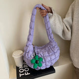popxstar Women's Bag Korean Version Sweet Girly Style Shoulder Bag Fashion Casual Bubble Dumpling Bag Fold Cloud Bag Fashion Exquisite