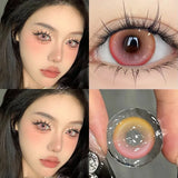 Popxstar  Color Contact Lenses With Degree Pink Pupils Beautiful Contact Korean Lenses Makeup Yearly Use 2pcs/pair Fast Shipping