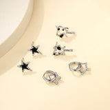 Popxstar  3paris Set Of Women Imple Temperament Ins Style Water Drop Love Pentagram Earrings