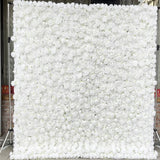Popxstar 5D White Rose Cloth Flower Wall Artificail Fabric Roll Up Hydrangea Floral Wall Wedding Backdrop Decor Hang Curtain Photo Props