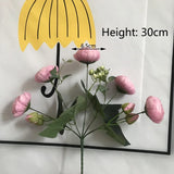 Popxstar 30cm Rose Pink Silk Bouquet Peony Artificial Flowers 5 Big Heads 4 Small Bud Bride Wedding Home Decoration Fake Flowers Faux
