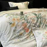 Popxstar  Premium 1000TC Egyptian Cotton Flowers Plant Prints Spring Summer Bedding Set Duvet Cover Flat/Fitted Bed Sheet Pillowcase 4Pcs