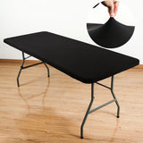 Popxstar 1pc Washable Rectangular Tablecloth Stretch Spandex Tablecloth Folding Table Cover  Wedding Washable Folding Table Cover