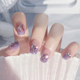 Popxstar 24Pcs/Box Gradient Long Ballet France Press on Nail Ink Chinese Style False Nails Rose Girls Full Cover Fake Nail Piece Finished