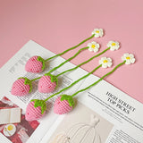 Popxstar New Handmade Crochet Strawberry Hanging Ornament Daisy Flower Handbag Decor Knitting Key Pendant Home Table Decor Kid Gift DIY