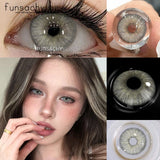 Popxstar  1 Pair Big Eyes Colored Contact Lenses Natural Brown Eyes Lens Gray Pupils Eyes Makeup Korean Style Contact Yearly Use
