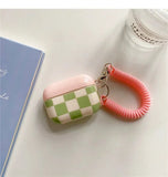Popxstar Checkerboard Lattice Earphone Charging Cute Cover for AirPods 1 2 3 Pro Wireless Earphone Bling Bracelet Chain Case Gift