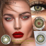 1 Pair Colored Contact Lenses Brown Green Lenses Natural Look Eye Makeup Softlens Beautiful Gray Pupils for Yearly Use