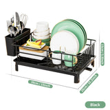 Dish Drying Rack,Cutlery Rack With Drain Tray and Drip Line,Cup Holder,Cutlery Holder,Kitchen Countertop Storage Rack