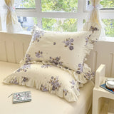Popxstar  2pcs Flower Prints Ruffles 100% Cotton Pillowcases 48x74cm Sizes Cushion Cover for Bed Floral Style Adults Kids Pillowslip