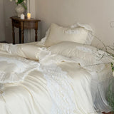 Long Staple Cotton Lace Bedding Set 4 Piece Pure Cotton Quilt Cover Sheet Pillowcases