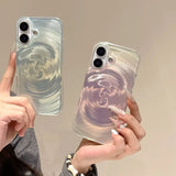 Shiny Purple Green Swirl Glossy IMD Phone Case For Iphone 17 16 15 14 13 Pro Max Full Soft TPU Cover Body Shell Protection Cases