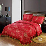 Popxstar  3/5Pcs Luxury European Knitted Cotton Embossing Quilted Bedspread, Bed Cover, Mattress Topper Coverlet, Bed Sheet, Pillowcases