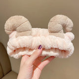 Popxstar Woman Soft Lovely Sheep Horn Wash Face Hairband Ladies Ponytail Holders Headband Bezel Hair Accessries Ornaments Turban