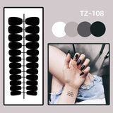 Popxstar  24pcs Mid-length Almond False Nails Simple Pattern Design Stick on Fake Nail Round Head Wearable Press on Nails Sets Finished