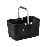 26 L Grocery Shopping Basket Aluminum Frame Oxford Cloth Shopping Bag Basket Handheld with Zippered Side Pockets