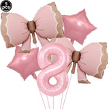 Popxstar  5pcs Bow Balloon Birthday Decorations Bow Tie Pink Balloon Bow Balloon Wedding Bride Shower Birthday Girl Decoration Bow Balloon