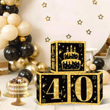Popxstar  Gold Black Birthday Number Paper Boxes 18 30 40 50 60 70 75 80 Year Old Birthday Party Decoration Adult Birthday Party Supplies