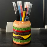 Popxstar Hamburger Pen Holder Pencil Holder for Desk Hamburger Handmade Pencil Holder Bedroom Desk Organizers Desk Accessories Decoration