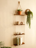 Popxstar  Charcoal Color 4 Layer Wooden Shelves Floating Wall Shelf Flower Pot Rack Display Stand for Boho Bedroom Home Decoration Gift