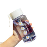This Summer Cute Little Chrysanthemum Water Cup Comes in Two Styles  Frosted and Transparent  with A Handle for Easy Carrying