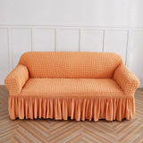 1/2/3/4 Seater Seersucker Sofa Slipcover with Skirt Universal Stretch Sofa Couch Slipcover Easy Fitted Chair Furniture Protector