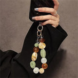 Popxstar  Korean Retro Bead Bracelet For iPhone Phone Strap Charm Chain Knot Cellphone Lanyard Keychain Bag Earphones Pendant Accessories