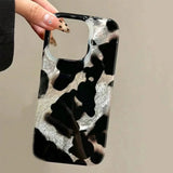 Popxstar Gradient Ink Marks Laser Phone Case For Phone 16 15 14 13 12 11 Pro Max XS X XR 7 8 Plus Stylish Leopard Print Back Bumper Cover