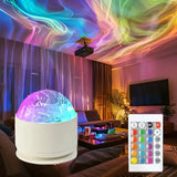 Popxstar USB Powered Ocean Wave Projector Night Light 16 Colors Aura Aurora Glowing Lamp Home Bar Restaurant Underwater Light Decoration