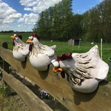 Popxstar Halloween Funny Chicken Fence Decor Statues Resin Garden Farm Yard Chicken Hen Sculpture Art Craft Courtyard Housewarming Home Decoration