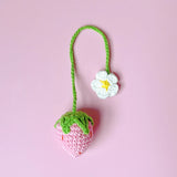 Popxstar New Handmade Crochet Strawberry Hanging Ornament Daisy Flower Handbag Decor Knitting Key Pendant Home Table Decor Kid Gift DIY