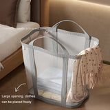 Popxstar  1 PC Nylon Mesh Laundry Basket with Handle Breathable Folding Portable Dirty Clothes Organizer Bags Large Capacity Storage Bag