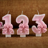 Popxstar Cute Pink Bow 3D Number Cake Candles for Birthday Party Decorations Birthday Decoration  Cake Decorating Tools