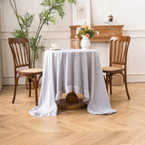 White Embossed Lace Tablecloth Polyester Ruffled Edge Table Cover Elegant Hollow Out Table Cloth for Home Party Wedding Decor