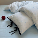 New Cherry Print 100% Cotton Bedding Set Soft Washed Skin-friendly Queen Duvet Cover Set with Bed Sheets Quilt Cover Pillowcases