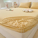 Popxstar Washed Cotton Fitted Sheet Non Slip Fitted Sheet Elastic Band Around Mattress Cover Bed Cover And Pillowcase