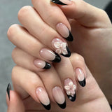 Popxstar 24pcs Simple Almond False Nails Sets Blush Design Press on Nails Art Datachable Short Oval Fake Nail with Jelly Glue Manicure
