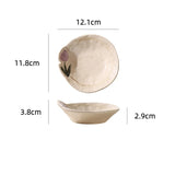 Popxstar  1PC Hand-painted Ceramic Tableware Underglaze Color Vegetable Plate New Flower Relief Plate Household Salad Tableware