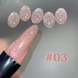 1-6pcs TC New Pink Naked Rose Crushed Diamond Gel Nail Polish Sparkling Explosion Flash Crystal Nail Art Shop Special