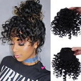 Neat Front Fringe Clip In Hair Bangs Hair Extensions Sweeping Side Blunt Bang Natural Black Brown Hairpieces