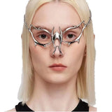 Popxstar   Hip Hop Mask Irregular Steel Cosplay Mechanical Face Wear Metal Alien Fluid Ornament Cool Street Jewelry Gift