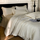 Popxstar  Nordic Silk Bedding Set 4pcs Luxury Lyocell Duvet Cover Set Flat Sheets Set 2 Pillowcases Twin Double Queen Size Bed Linen Set