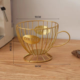 Cup shaped storage basket metal ironwork wood storage rack shelf kitchen living room home hotel restaurant cafe