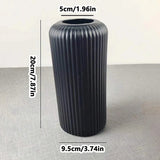 Popxstar  Striped Ceramic-Like Plastic Vase For Flowers Decorative Floral Arrangement Display Creative Little Flower Vase